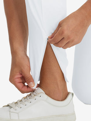 Ankle zip detail of Lightweight Ankle-Zip Sweatpants with 4 Pockets in white