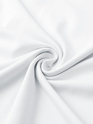 Close-up of fabric on stylish chest print snap polo, showing texture and finish in white.
