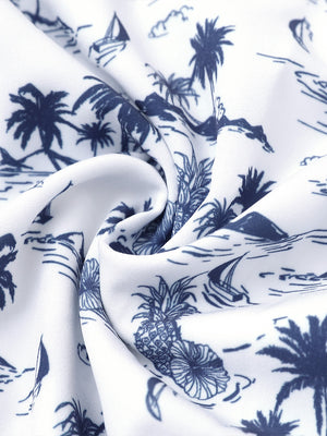 Fabric close-up of Stylish printing summer shirt with lightweight feel in white sand pineapple