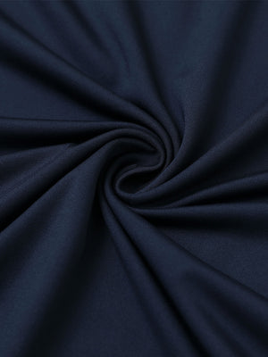 Close-up of fabric on everyday jersey henley shirt, soft knit texture with relaxed navy tone