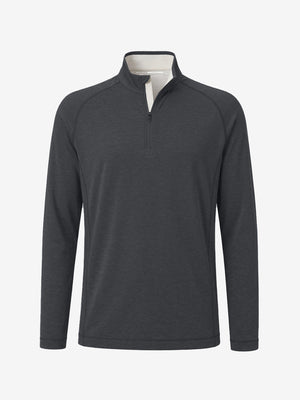 3d digital render of the garment overall shape, dry fit athletic 1/4 zip sweatshirt in blue heather