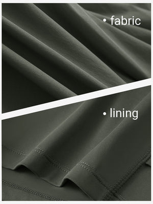 Close-up texture of army green women's moisture-wicking athletic tennis skirts fabric showing detailed outer and inner lining material.