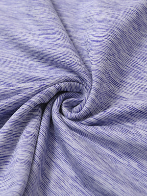 Lavender heather pinstripe brushed fabric detail of dry fit quarter zip golf pullover