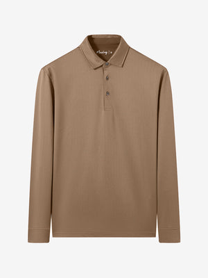 Moisture Wicking Long Sleeve Herringbone Polo Shirts