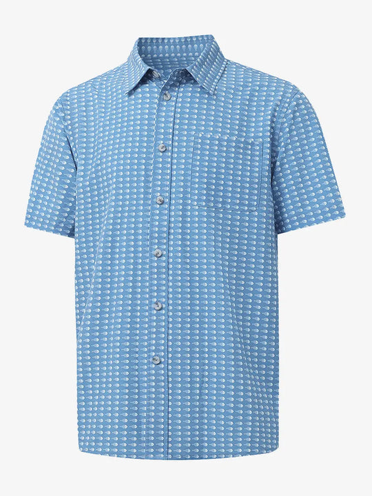 3D display of BLUE WHITE BONEFISH Stylish Printing Summer Shirt.