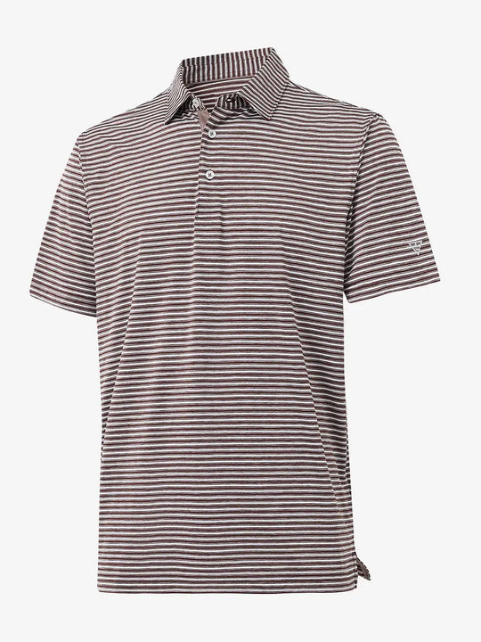 3D view of Sport Fit Stripe Polo in Brown Stripe