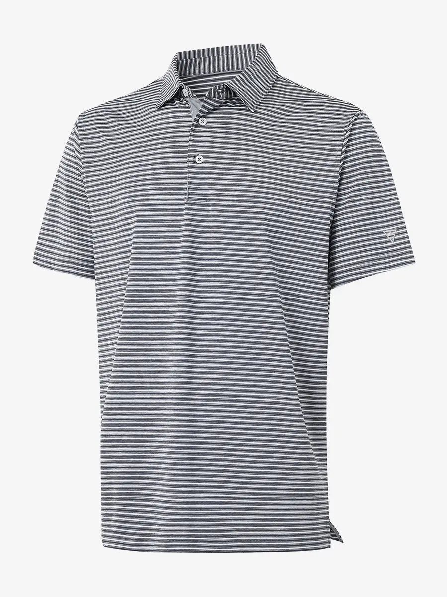 3D view of Sport Fit Stripe Polo in Dark Grey Stripe