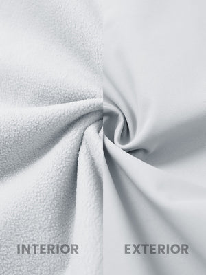 Inside and outside fabric view of the sleeveless softshell fleece outdoor vests with 6 pockets in grey