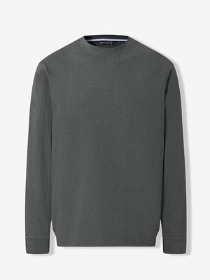 Heather Brushed Rib Knit Crewneck Sweatshirt