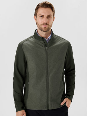 Windproof Colorblock Heather Full Zip Jacket