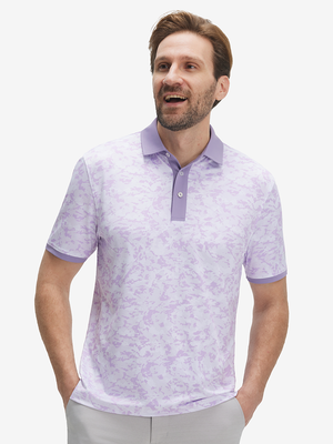 Stylish Full Print Contrast Collared Golf Polo Shirts