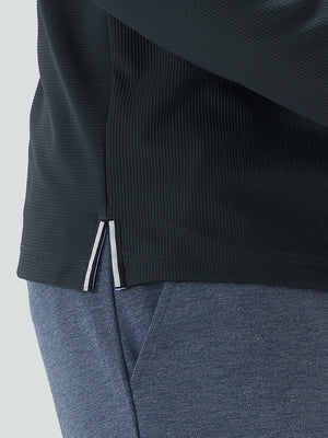 Ribbed Texture Nylon Quarter Zip Pullover