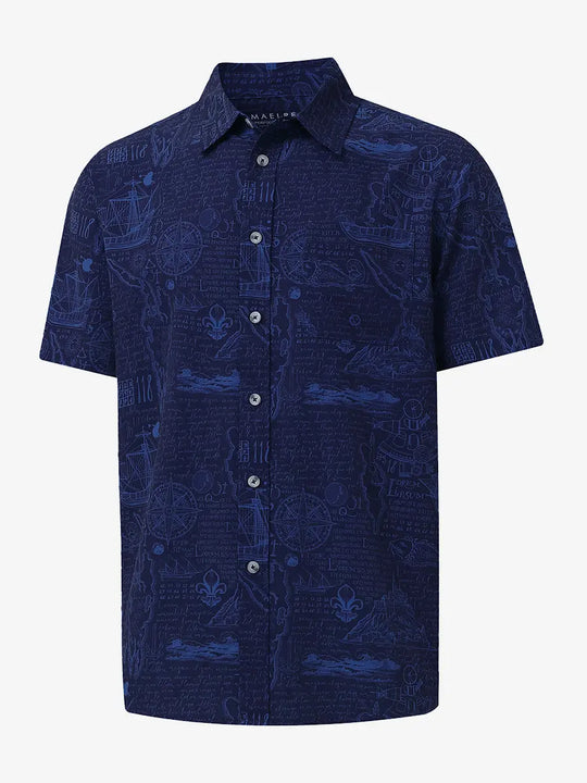 3D display of NAVY COMPASS MAP Stylish Printing Summer Shirt.